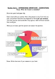 English Worksheet: Reading Spinner - nonfiction, determing importance