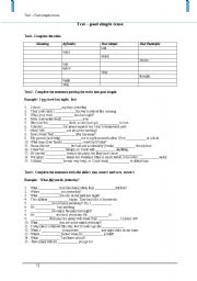 English Worksheet: Test past simple tense