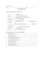 English Worksheet: Test present simple tense