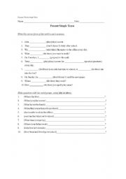 English worksheet: Test present simple tense