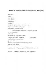 English Worksheet: Chinese set phrases that should be avoided in English