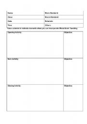 English worksheet: Lesson plan template