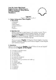 English worksheet: about English