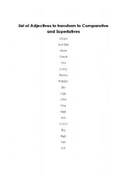 English Worksheet: Adjectives to Comparatives