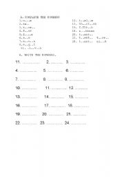 English worksheet: numbers