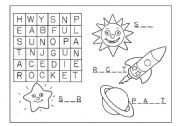 English worksheet: Word search and fill in