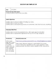 English worksheet: making cup cakes lesson plan