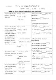 English Worksheet: How to use comparative adjectives