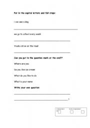 English Worksheet: Puncutation and Sentences