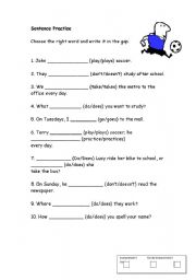 English worksheet: Verbs