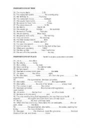 English worksheet: Prepositions