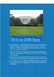 English worksheet: Life in the White House
