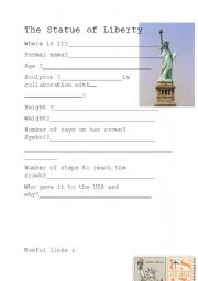 English Worksheet: the statue of liberty