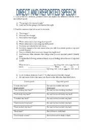 English Worksheet: reported speech