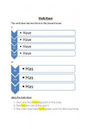 English worksheet: Verb to have