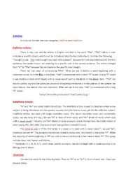 English Worksheet: Definite andIndefinite Articles; The Real Story