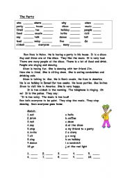 English worksheet: The Party Reading Comprehension