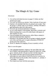 English Worksheet: Spy & Mingle Game (Reported Speech)
