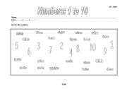 English worksheet: Numbers 1-10