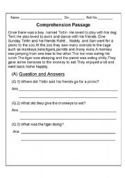 Comprehension Practise Worksheet