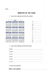 English worksheet: Months of the year