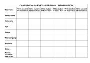 English Worksheet: Classroom Survey - Let your students ask the questions!