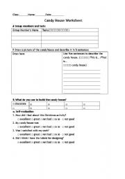 English worksheet: candy house worksheet