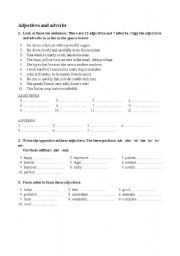 English Worksheet: Adverbs & Adjectives