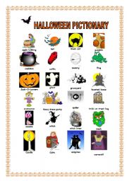 English Worksheet: HALLOWEEN PICTIONARY