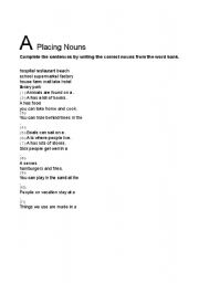English Worksheet: placing nouns