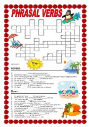 English Worksheet: Phrasal verbs - crossword