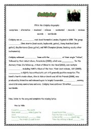 English Worksheet: Coldplay biography and lyrics