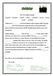 English worksheet: Coldplay biography and lyrics