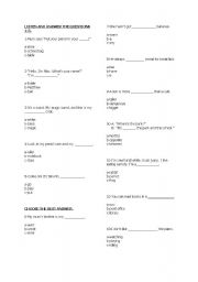 English worksheet: 3 grades test