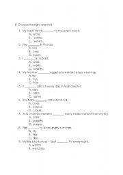English Worksheet: A Test On Present Simple
