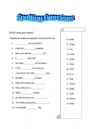 English Worksheet: Spelling exercises