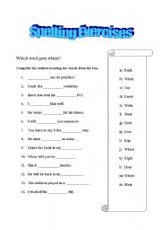 English worksheet: Spelling exercises