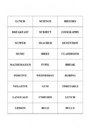 English Worksheet: Word game - School