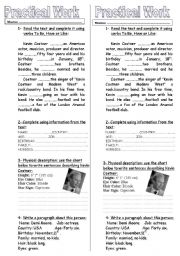 English Worksheet: Practical work: verbs to be, have, like + physical description
