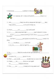 English Worksheet: Revision of tenses 2nd part