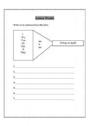 English Worksheet: Action words