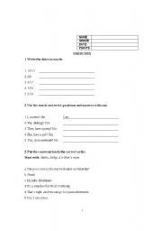 English worksheet: TEST WITH CAN, TIME, DO DOES.