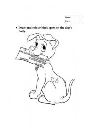 English Worksheet: Colour the dalmatian