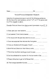 English worksheet: Personal Pronouns