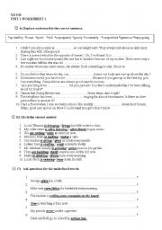 English worksheet: grammar vocabulary worksheet