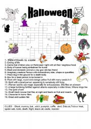 English Worksheet: halloween crossword