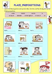 English Worksheet: PLACE PREPOSITIONS