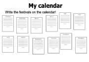 English worksheet: my calendar