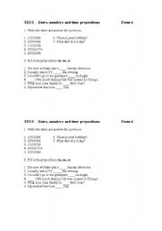 English Worksheet: Date and time prepositions