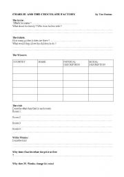 English worksheet: charlie and the chocolate factory worksheet
